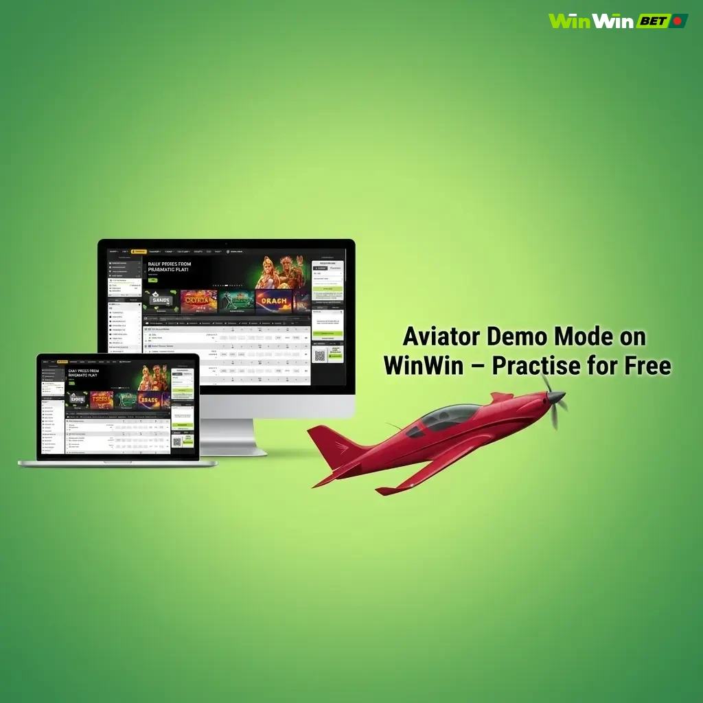Aviator demo mode on WinWin letting players practise crash game mechanics with virtual credits for free before real money play