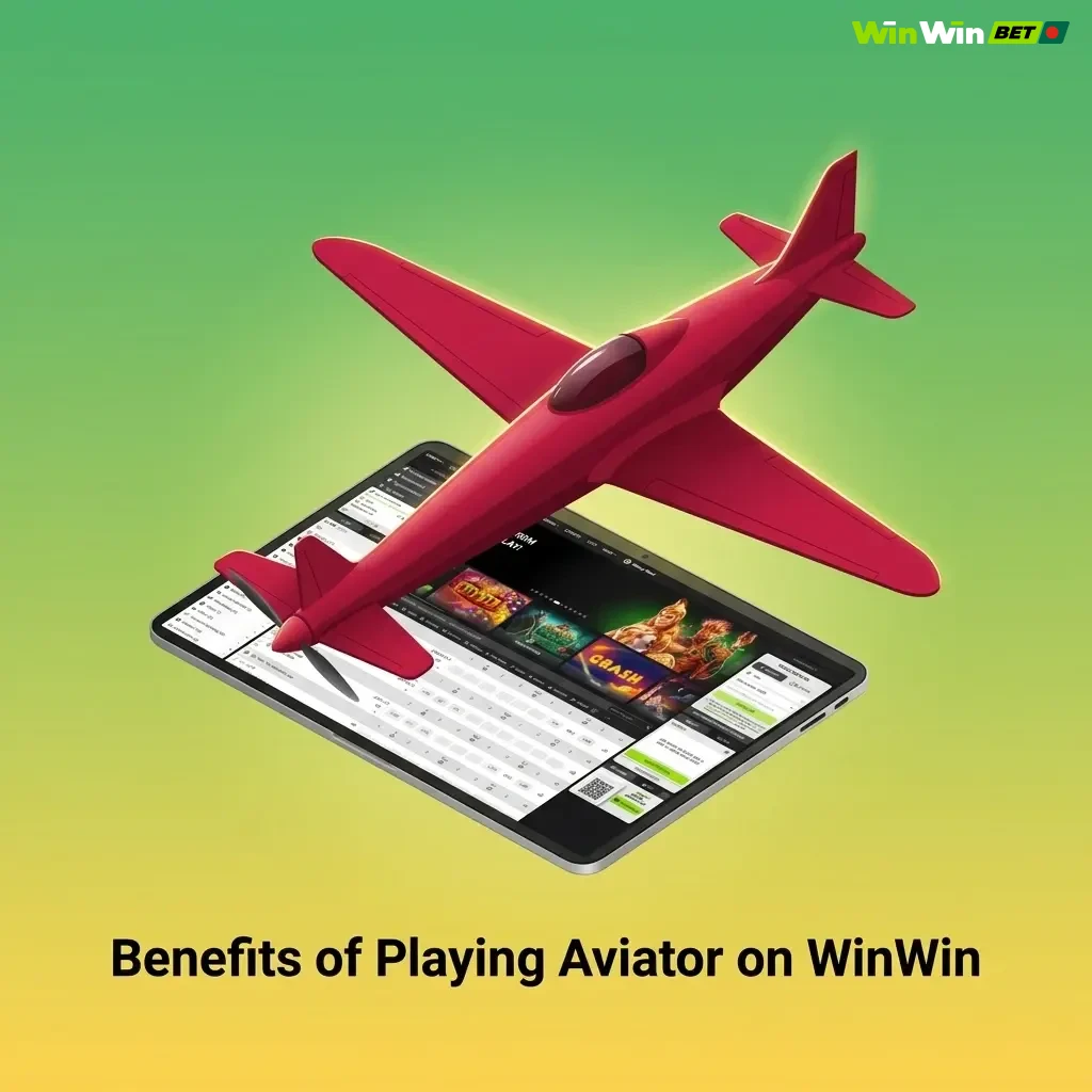 WinWin Aviator benefits including welcome bonus, provably fair gameplay, bKash payments, and mobile access in Bangladesh