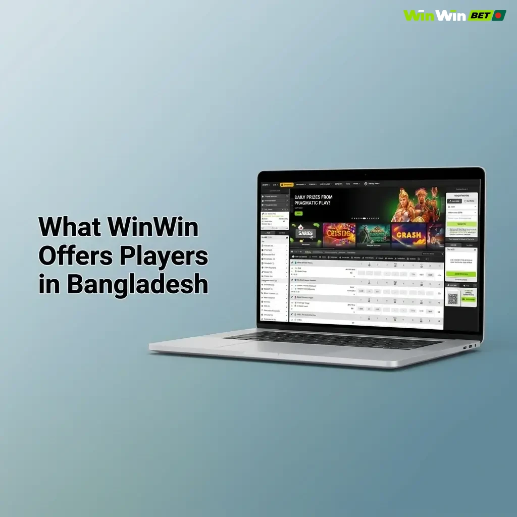 WinWin Bangladesh platform offering sports betting, casino gaming, mobile app, and SSL security for local players