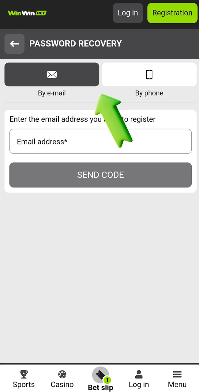 Pick a password recovery method on WinWin site.