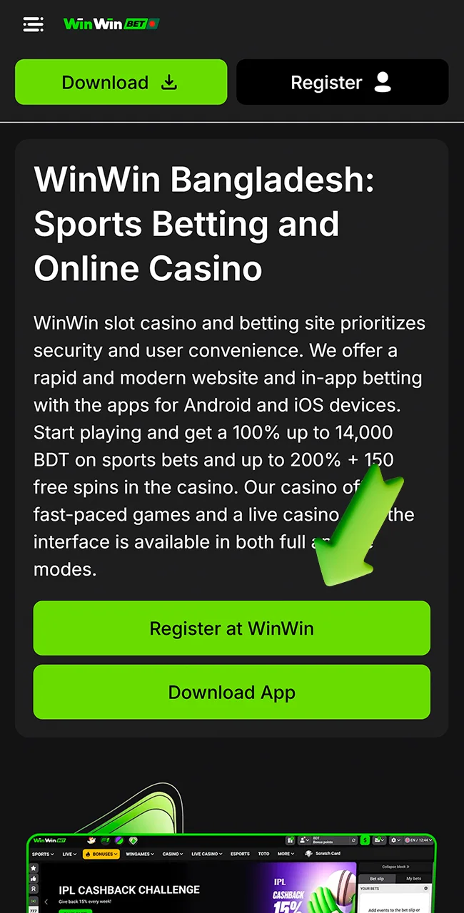 Hit the signup button on the WinWin site.