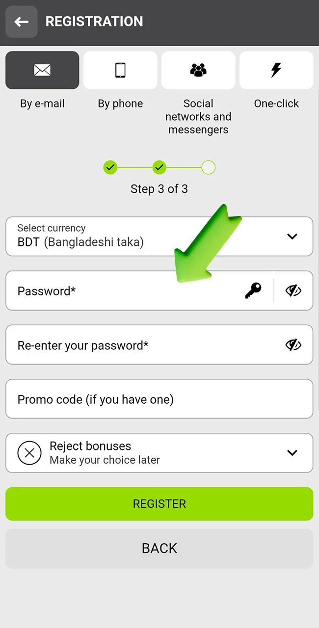Secure your new account on the WinWin site.