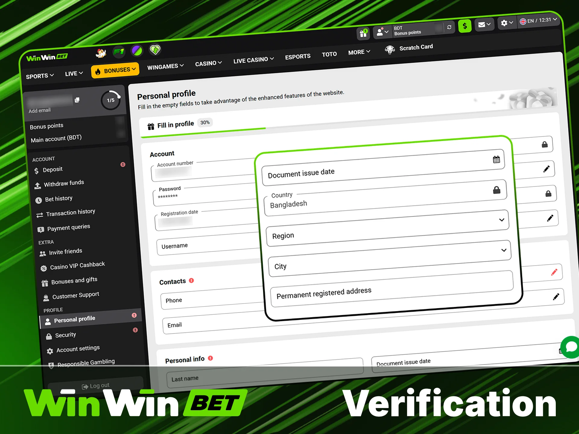 Confirm your identity on the WinWin site now.
